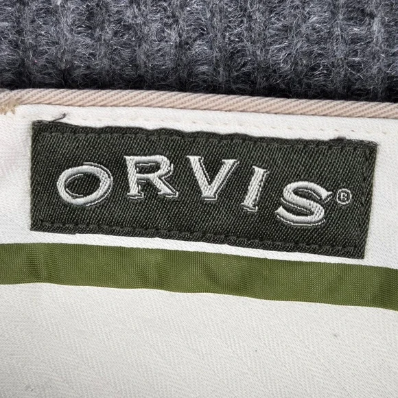 Orvis Mens Pleated Front Chinos Khaki Tan Cotton Straight Leg Pants Size 40 - Picture 3 of 7